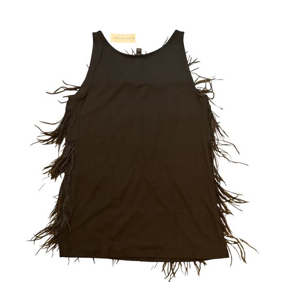 Ann Taylor Black Feather Fringe Tank Small NWT Flapper Gatsby Party Cocktail NYE - Picture 2 of 4